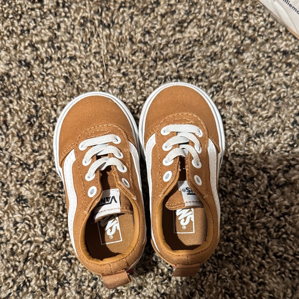 Vans Kids Tan and White Sneakers